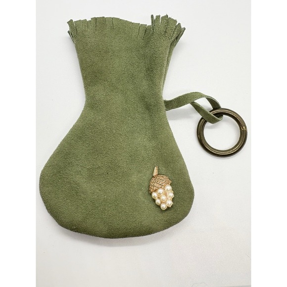 Vintage Leather Suede Pouch Larp Sca Pagan Olive Green Ren Festival‎ Cosplay - Picture 1 of 10